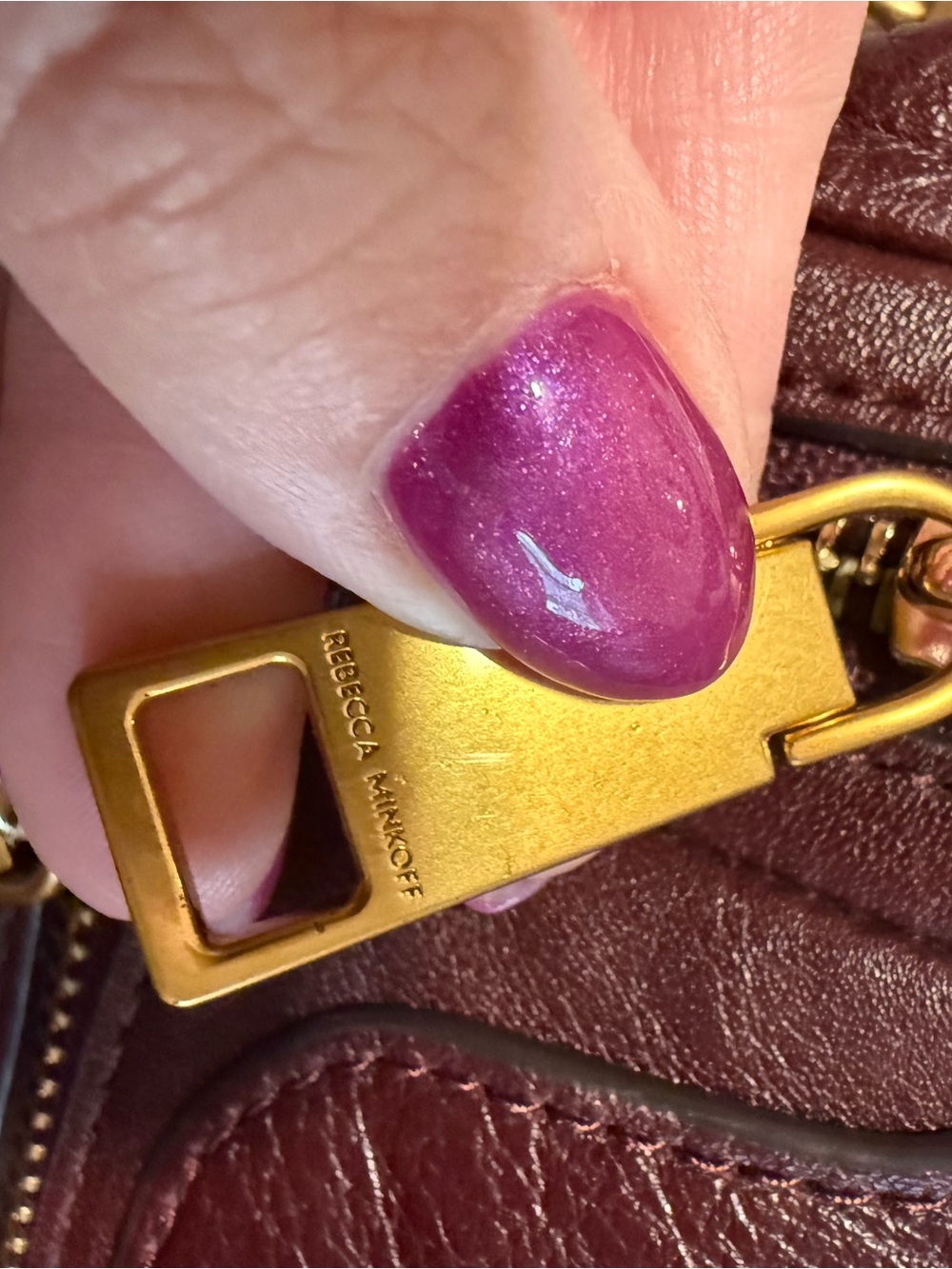 Rebecca Minkoff Burgundy Leather Bag with Gold Hardware - Picture 6 of 8